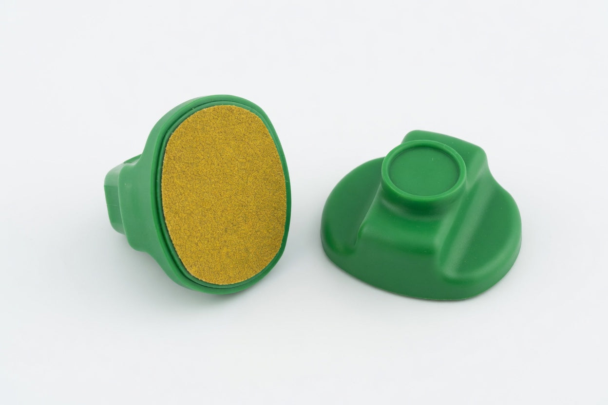 Spackle Hack™ setting and sanding block — seats and sands drywall plugs flush in one tool